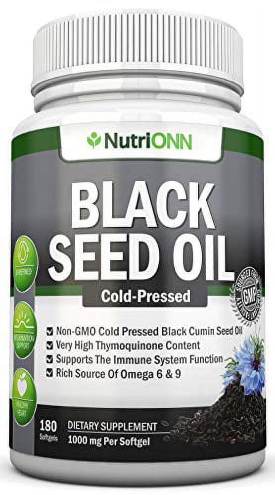 Black Seed Oil 1000 Mg 180 Softgels ColdPressed NonGMO Black