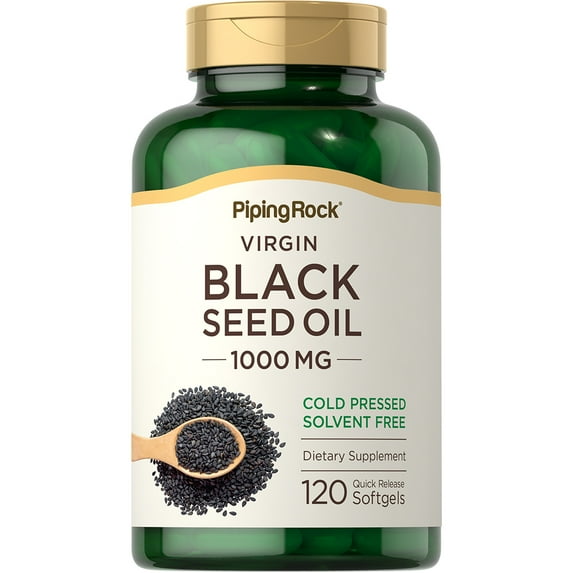 Black Seed Oil | 1000mg | 120 Softgel Capsules | Cold Pressed | by Piping Rock