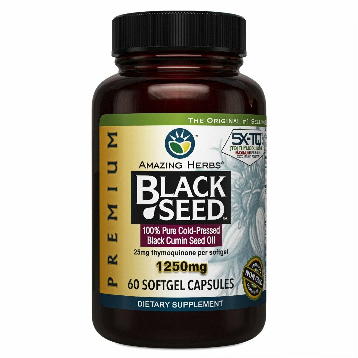 Black Seed Oil - 1250 mg - 60 Softgel Capsules - image 1 of 6