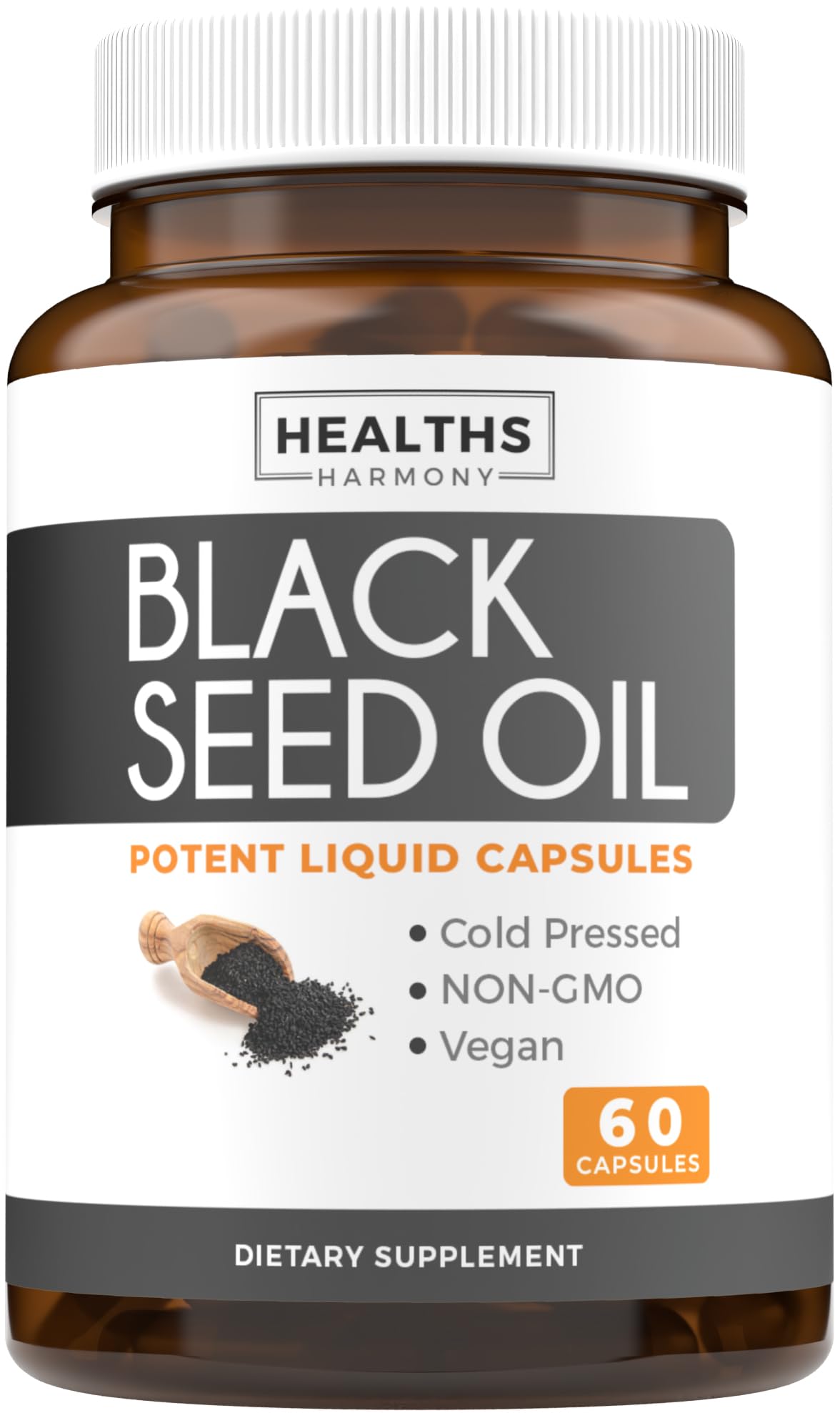 Black Seed Oil 60 Softgel Capsules (NonGMO & Vegan) Premium Cold