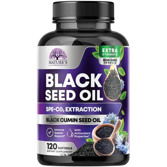Black Seed Oil Capsules 1000mg with Thymoquinone - Pure Nigella Sativa for Skin Health & Immune Support, 100% Blackseed Oil, Amazing Extraction Above Cold Pressed Black Cumin Seed - 120 Softgels