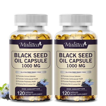 (2 Pack)Black Seed Oil Supplement, Cold Pressed Black Cumin Seed Oil, 120 Capsules