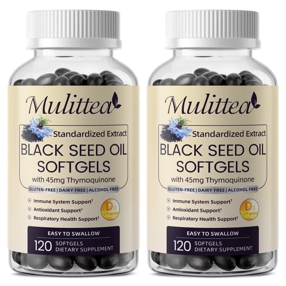 (2 Pack)Black Seed Oil Supplement, Cold Pressed Black Cumin Seed Oil, 120 Capsules
