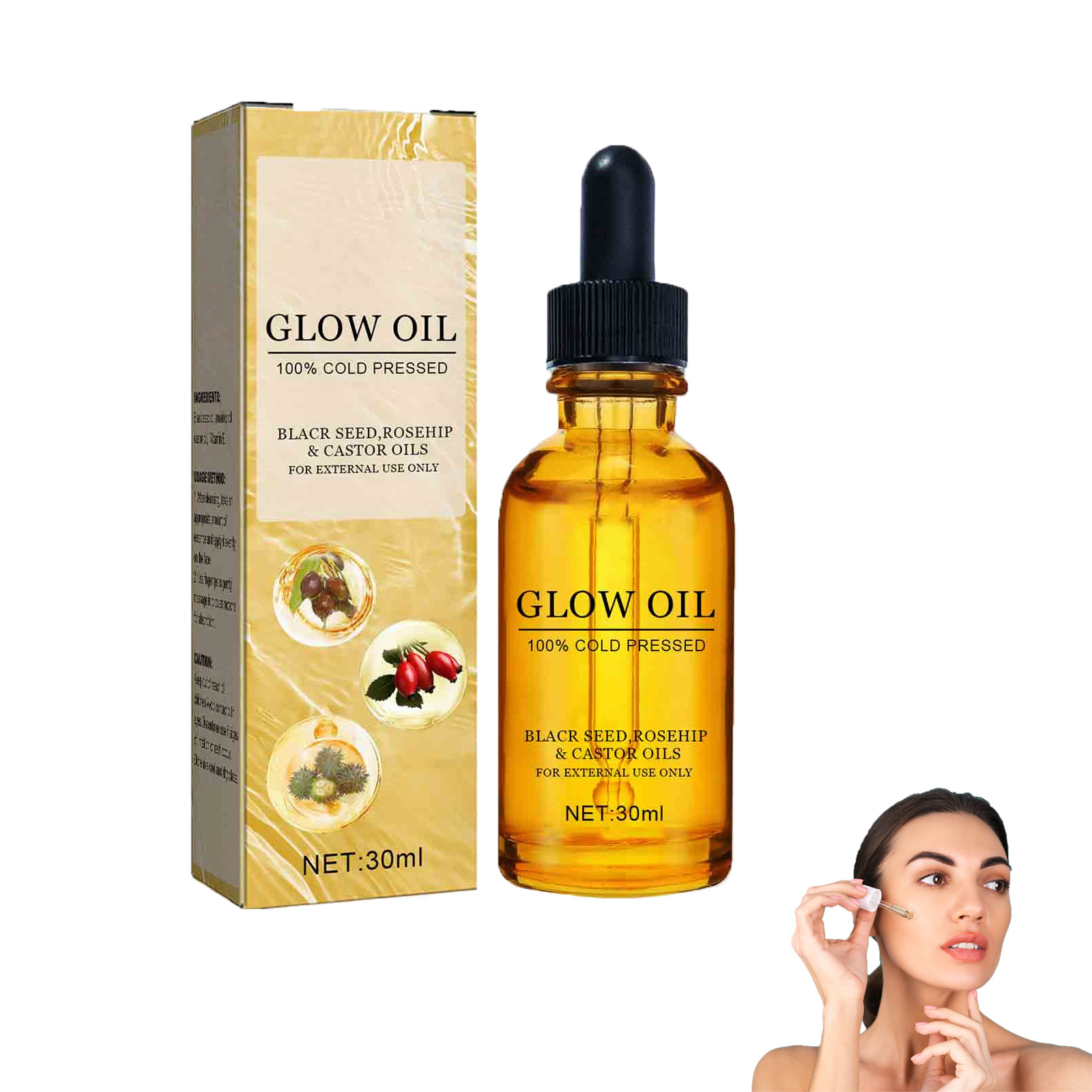 Black Seed Oil, Rosehip Oil, Castor Oil, Facial Moisturizing Essential