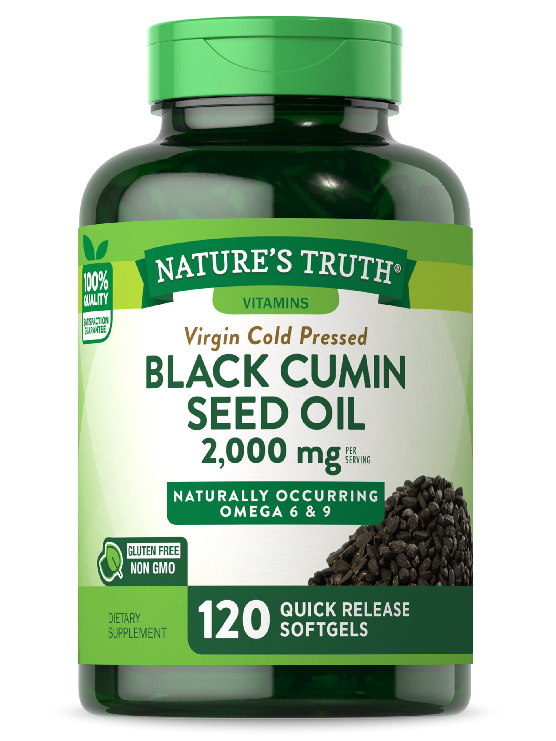 Black Seed Oil Softgels | 2,000mg | 120 Count | Virgin Cold Pressed Cumin | Non-GMO and Gluten Free Supplement | By Nature's Truth