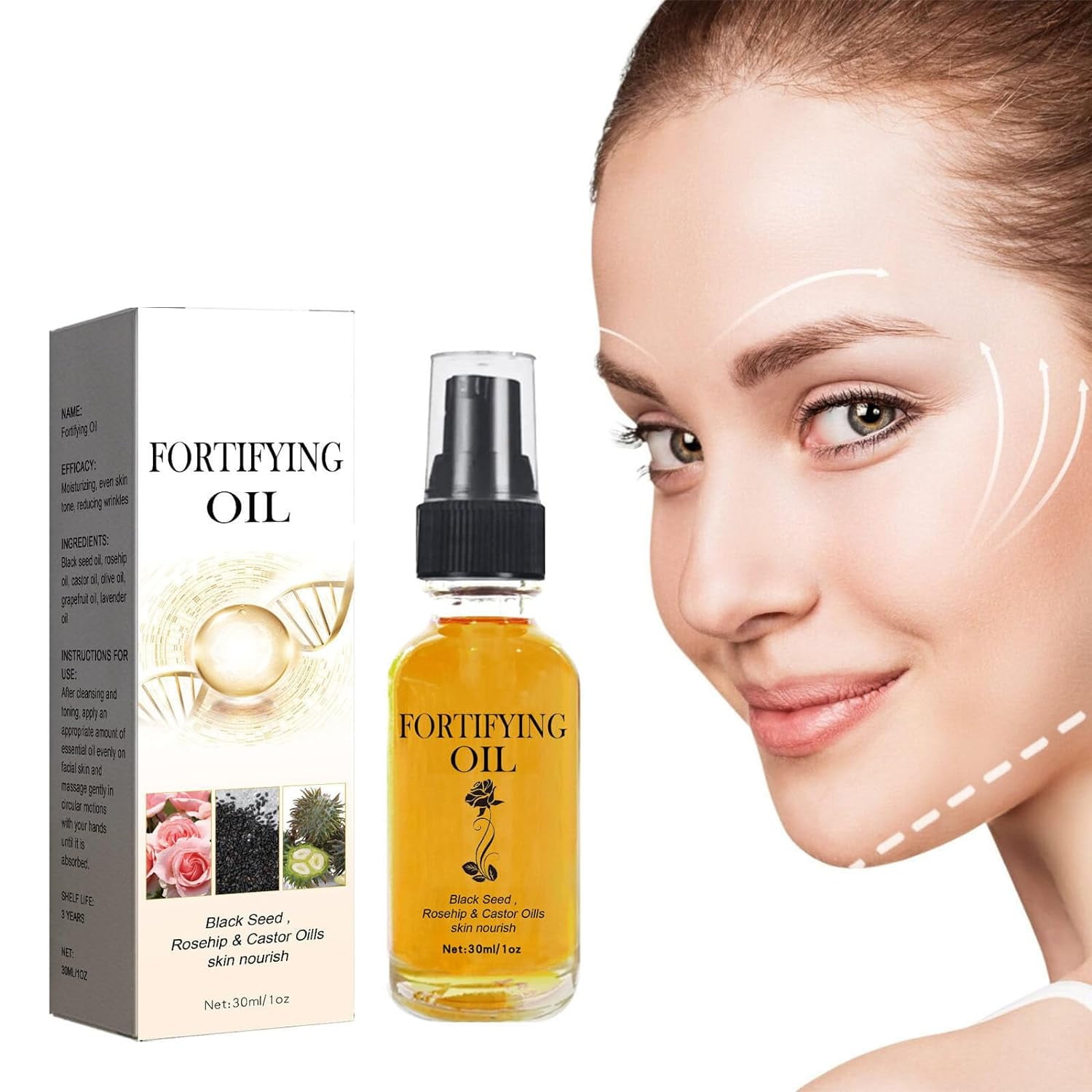 Black Seed, Rosehip, Castor Oil Facial Moisturizer, Organic Natural Face Oil AntiAging Serum