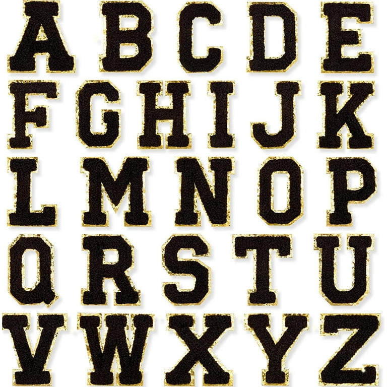 Black Self Adhesive Chenille Letters Patches