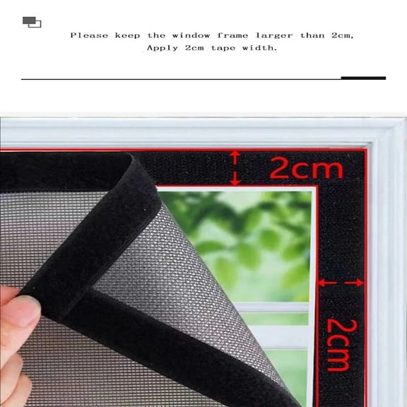 Black Self-Adhesive Mosquito Net Mesh Screen Window, Multi Size Fly Screen Curtain with 2cm Adhesive Tape, Simple Installation for Home Summer Use