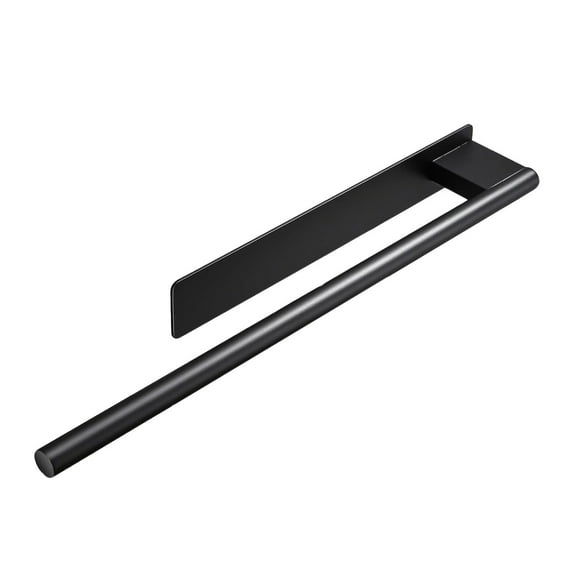 Black Self Adhesive Towel Bar Stainless Steel Brushed Hand Towel Holder Wall Mount Bathroom Towel Rack Stick On Adhesive Towel Bar No Drill Installation 15.35 Inches Length 1Pc 0.75 Pounds