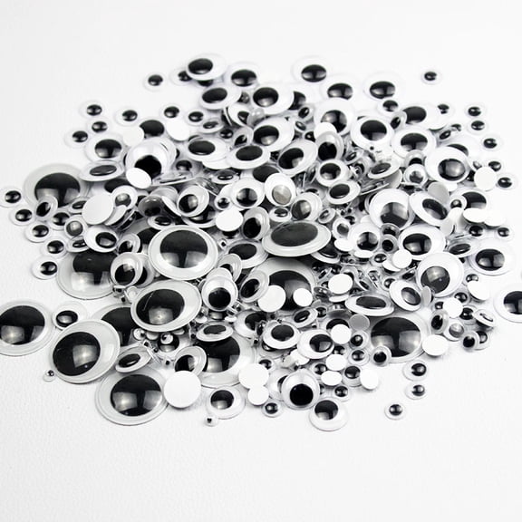 Black Self-Adhesive Wiggle Googly Eyes, 6mm 8mm 10mm 12mm Mixed Sizes for DIY Crafts & Decorations-800 pcs