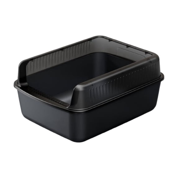 Black Semi Enclosed Cat Litter Box With Top Entry High Sides Odor Control Non Stick Easy Clean Includes Scoop 16X12X8 Inch Multiple Colors