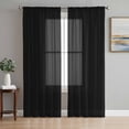 thumbnail image 1 of Black Semi Sheer Window Curtains 72 Inches Long, Pure Black Rod Pocket Voile Silky Chiffon Curtain Light Filtering Drapes for Living Room, Kitchen, Bedroom, 52"x72", 2 Panels, 1 of 9
