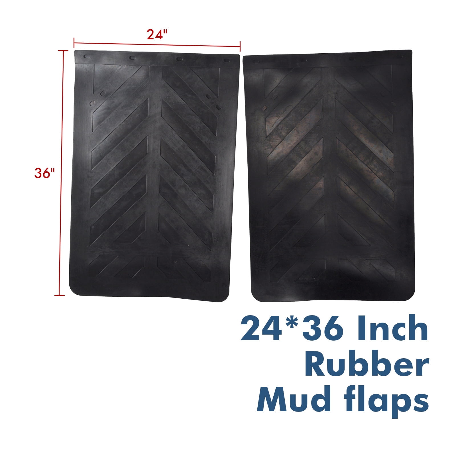 Black Semi Truck and Trailer Mud Flaps - 24" x 36" Heavy Duty Rubber Pair