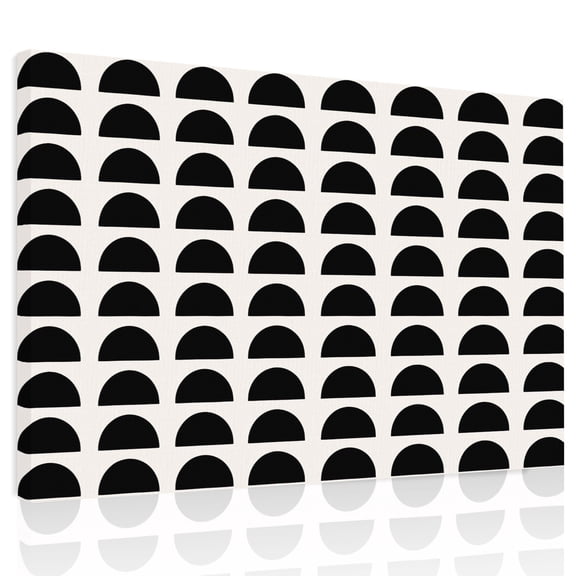 Black Semicircles Canvas Print Wall Art, Boho Layered Modern Charcoal Black Arcs Wall Decor Framed Artwork Paintings Pictures for Living Room Bedroom Stretched Ready to Hang, 12" x 16"