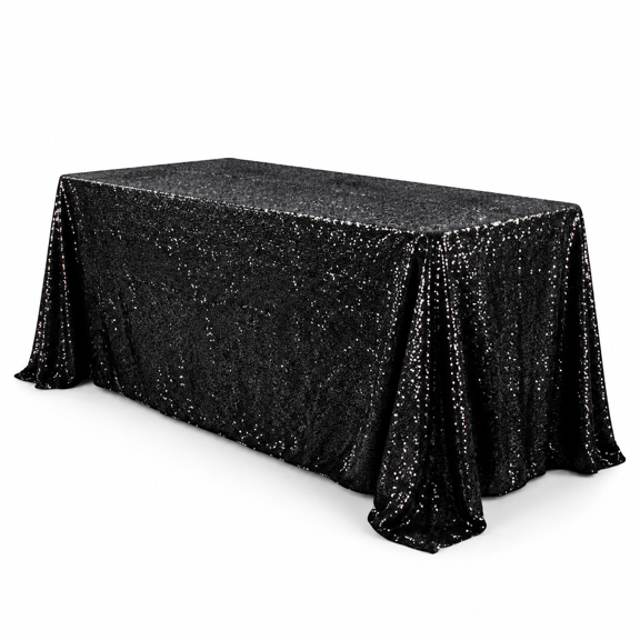 Black Sequin Tablecloth 50x72-inch Linen Around The World Party Decorations