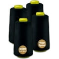 thumbnail image 1 of Black Serger Thread, All-Purpose Thread for Sewing, Polyester, 4 Cones of 3000 Yards Each Spool for Sewing Machine, 1 of 7