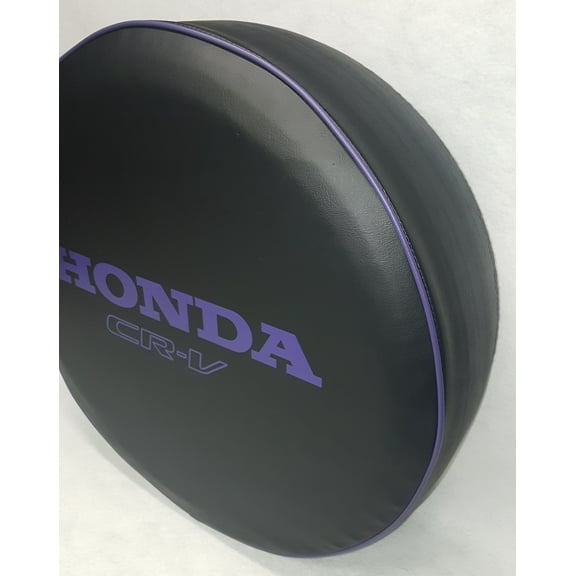 Black Series HONDA - 27-in - US Made SpareCover® - Blak Series - Wild Orchid Purple HONDA CR-V Print with Purple trim on Satin Black Luxury Automotive Vinyl - Show Quality Spare Tire Cover.