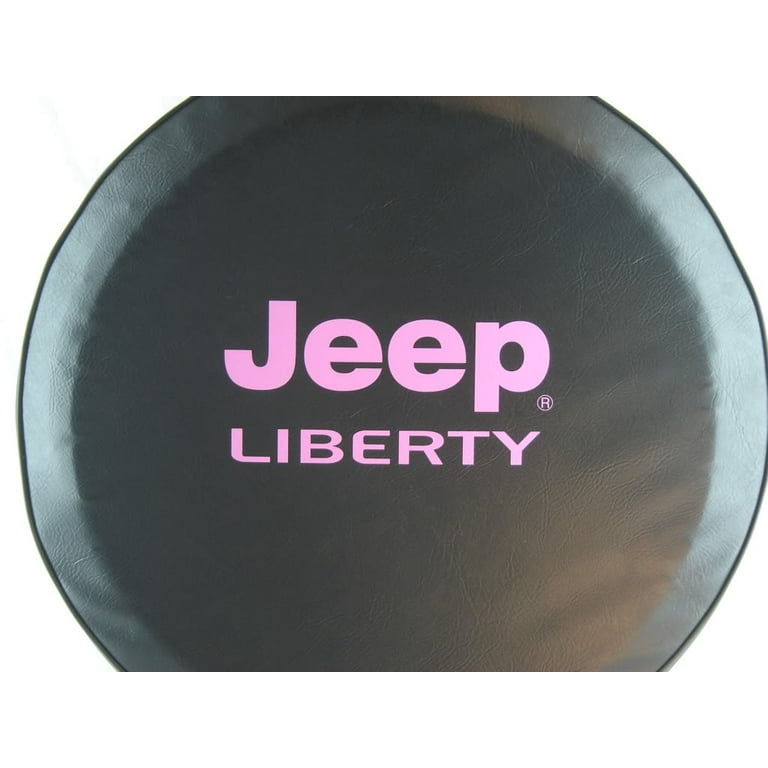 Black Series Jeep Liberty Pink 30 in US Made SpareCover Blak Series BubbleGum Pink Jeep Liberty Print on Luxury Automotive Satin Black