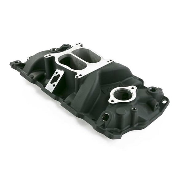 Carbureted Dual Plane Aluminum Intake Manifold for Chevy Small Block Black