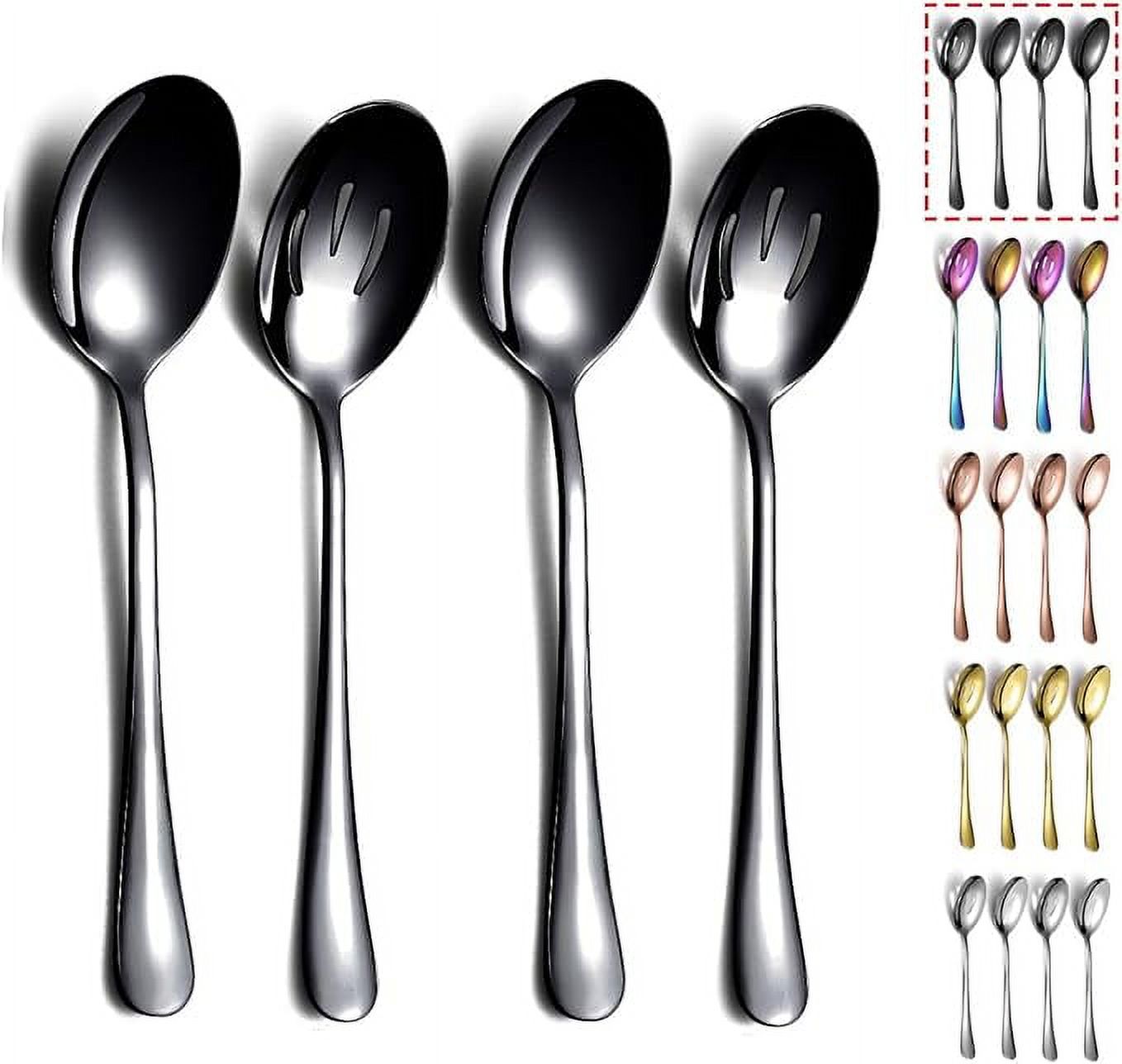 Black Serving Spoons 4 Pieces, Kyraton Titanium Plating Serving Spoon