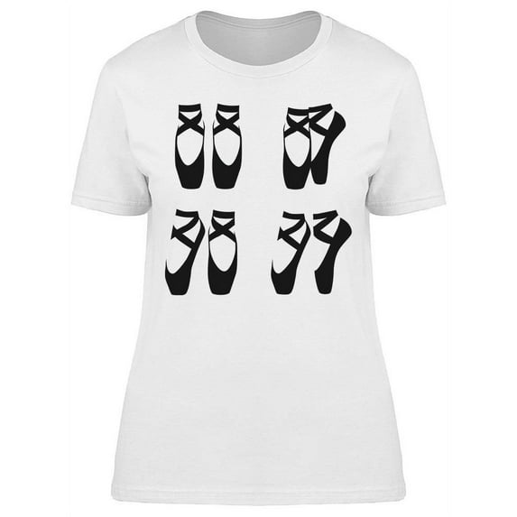 Black Set Of Ballet Shoes T-Shirt Women -Image by Shutterstock, Female Large