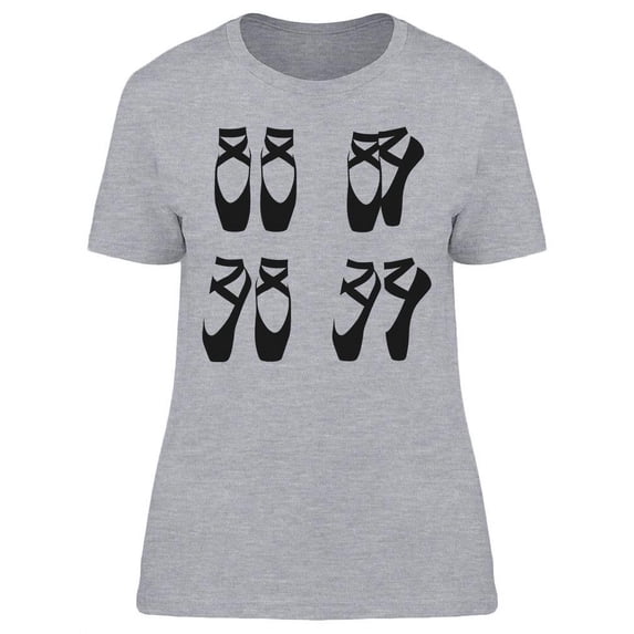 Black Set Of Ballet Shoes T-Shirt Women -Image by Shutterstock, Female Small