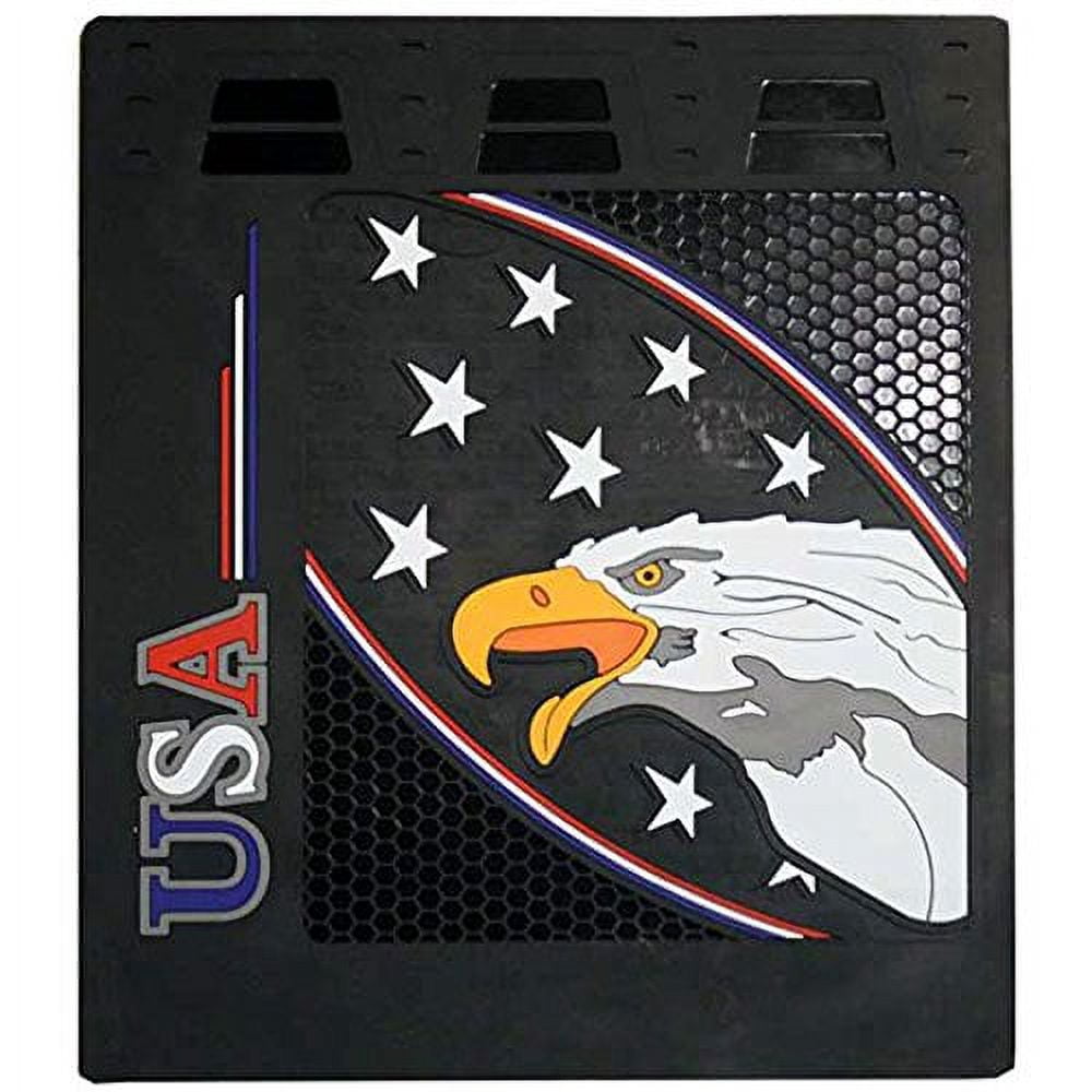 Black Set of 24" x 30" "Bald American Eagle USA" Fiberglass Reinforced Rubber Semi Truck Mud Flaps-Fits All Makes & Models