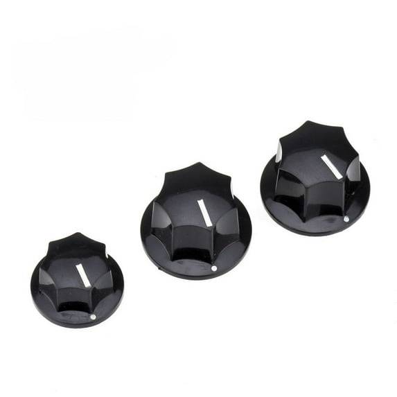 Black Set of 3 Jazz Bass Knobs for Split Shaft Pots Imperial