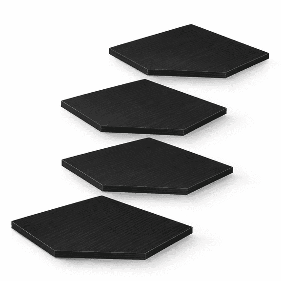 Black Set of 4 Corner Floating Wall Mounted Shelves with Cord Hole for Storage and Display