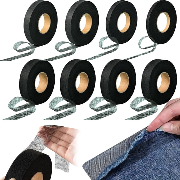 Black No Sew Hemming Tape Double Sided,Sticky Strong Adhesive Cloth Leather Tape Press-on Tape, No Ironing, Gluing, Alterations and Hemming,Easy to Remove 0.8 Inch x 80 Yards