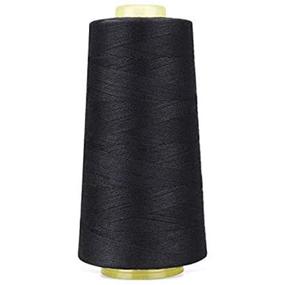Black Sewing Thread 6000 Yard Spool, All-Purpose Polyester Thread for Sewing Machine, Quilting & Serger
