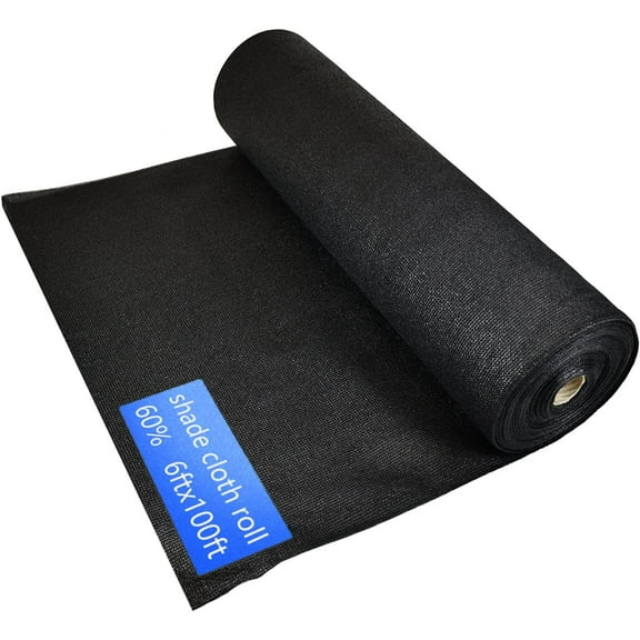 Black Shade Cloth - 6ft x 100ft, 60% Shade - Ideal for Garden, Greenhouse, Patio, and Canopy - Outdoor Windscreen Cover Fabric Roll with Sunblock Shade Tarp Netting Mesh.
