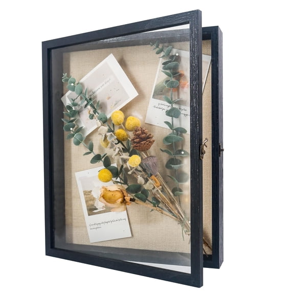 Black Shadow Box Frame Real Glass Window Door with Hinge 13 x 16