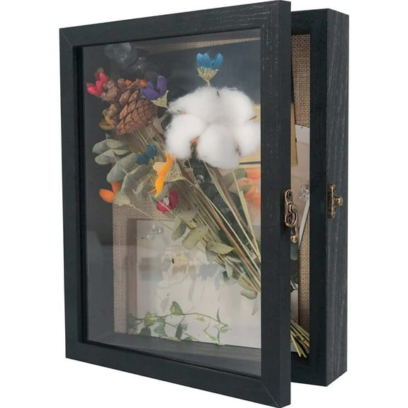 Black Shadow Box Frame Real Glass Window Door with Hinge 8 x 10