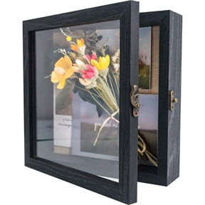 Black Shadow Box Frame Real Glass Window Door with Hinge 8 x 8