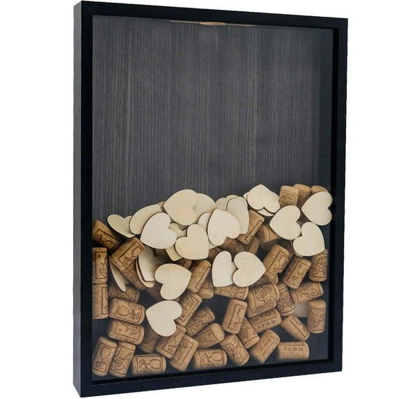Black Shadow Box Frame Wood Collection Case With Slot on top 12 x 16