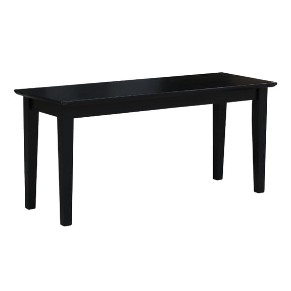 Black Shaker-Style Bench, 39-Inch Wide, Solid Parawood, Matte Finish
