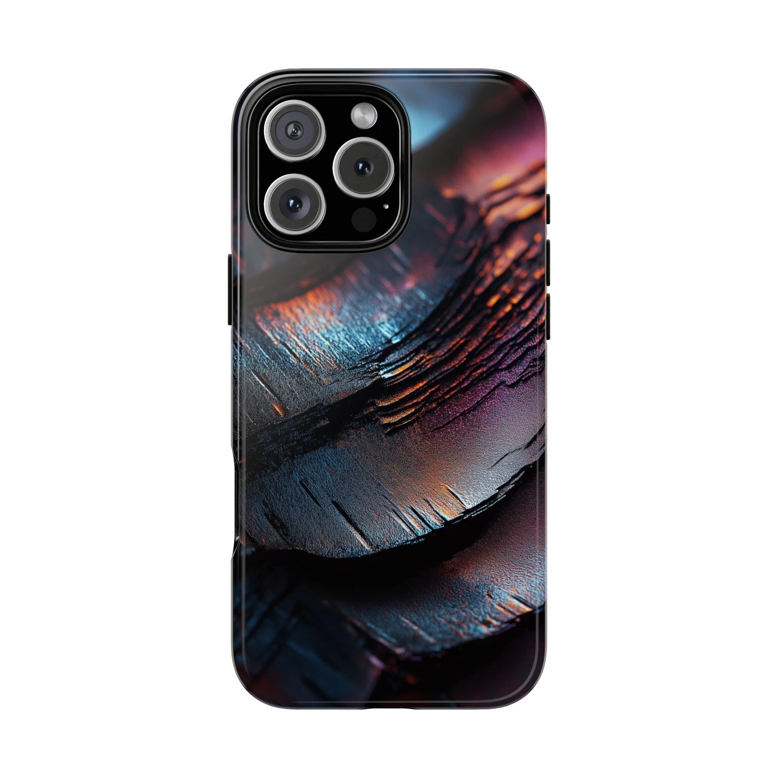 Black Shale Neon Charcoal Stone Pattern Case for iPhone 17 to 11 Pro ...