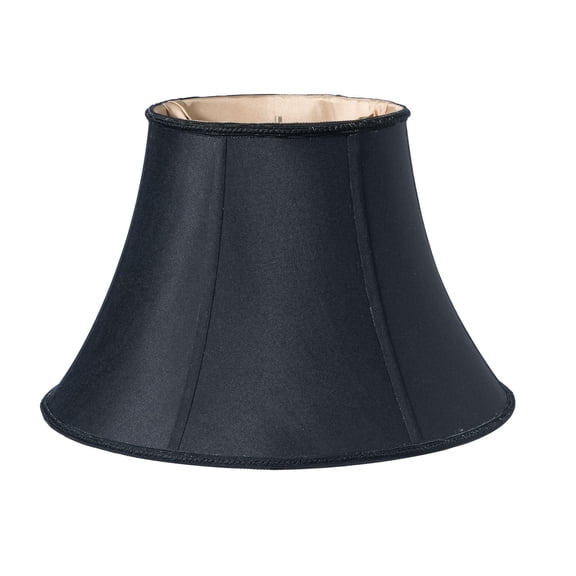 Black Shantung Softback Lamp Shade - Slant Transitional Oval Design with Washer Fitter, (5.5x7)"" Top x (9.25x12)"" Bottom x 8.25"" Slant Height, Bronze Lining, Decorative Lighting Accessory