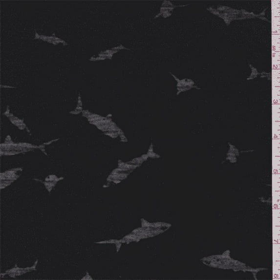 Black Shark Burnout Jersey Knit, Fabric Sold By the Yard