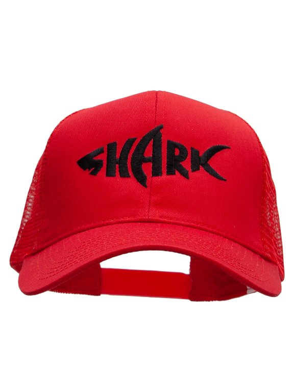 Black Shark Embroidered Solid Cotton Prostyle Twill Mesh Cap - Red OSFM