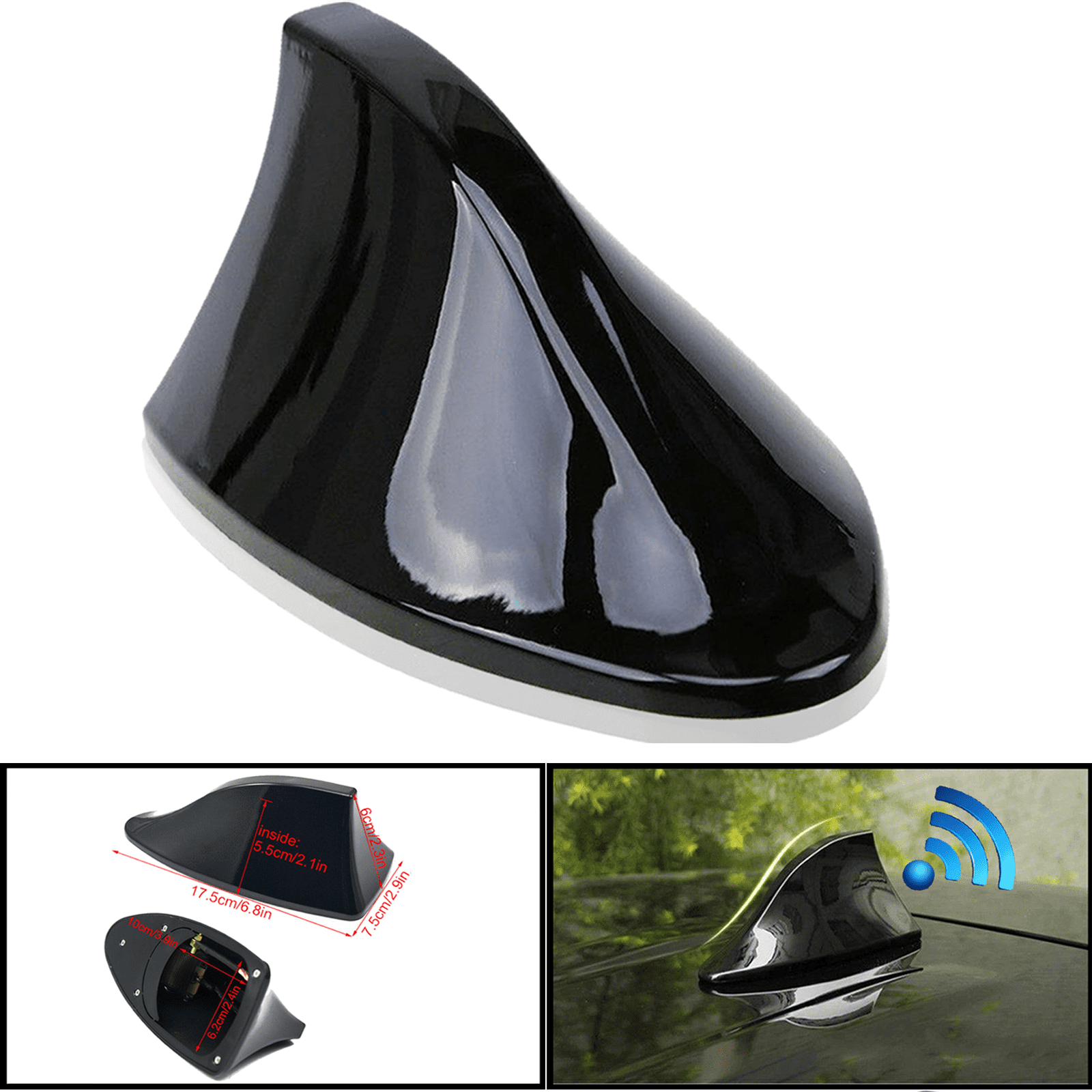 Universal Black Shark Fin Antenna Cover – FM/AM Radio Antenna For Cars, SUV, Truck