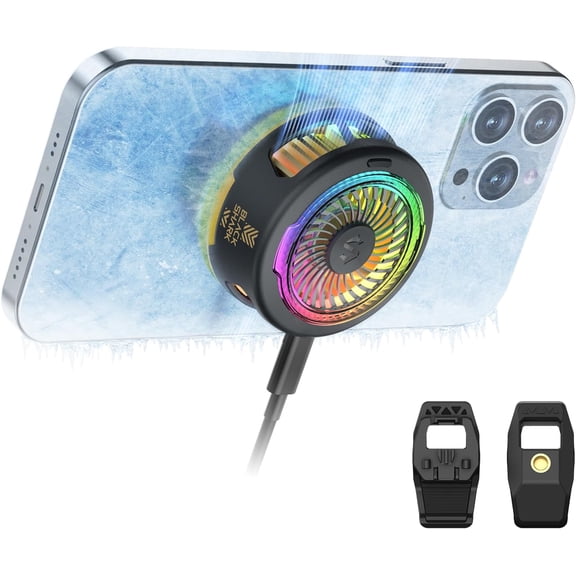 Black Shark FunCooler 5 Magnetic RGB Gaming Cooler  Semiconductor Fast-Cooling Fan for Phones/Tablets, Compatible with iPhone MagSafe, Android & iPad