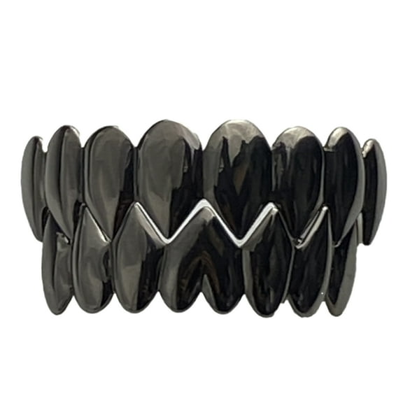 Black Shark Grillz Set 8 Top & Eight Bottom Teeth Vampire Fangs Hip Hop Grills