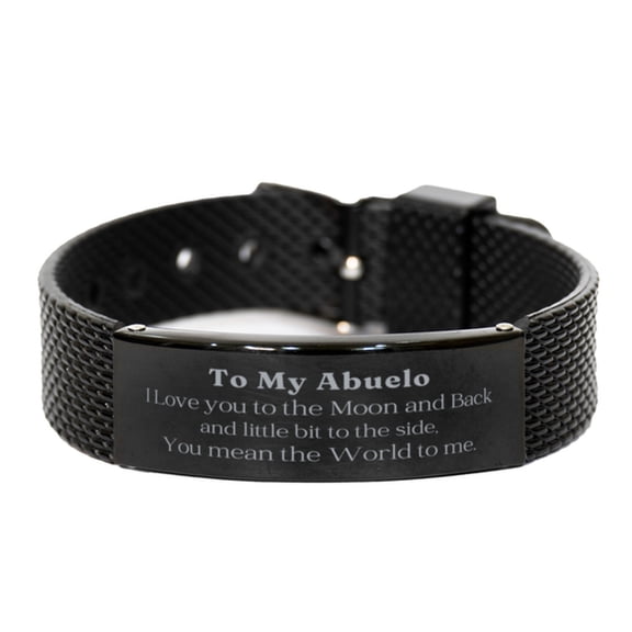 Black Shark Mesh Bracelet Abuelo I love you to the moon and back, perfect gift for Birthday, Christmas, Holidays and more