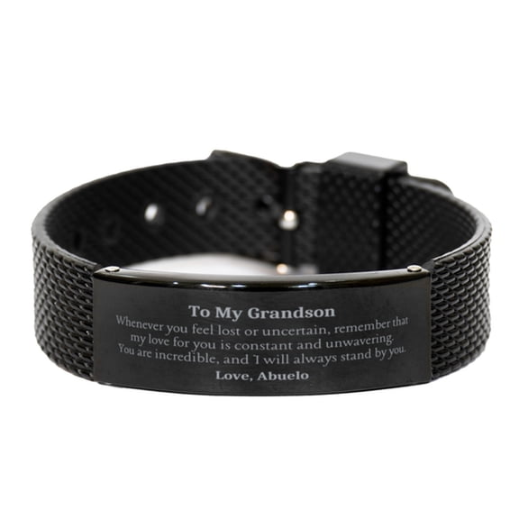 Black Shark Mesh Bracelet Grandson Engraved Inspirational Love Abuelo Gift for Christmas and Graduation Day
