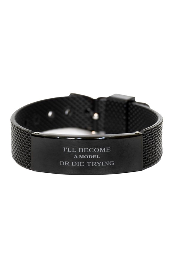 Black Shark Mesh Bracelet Model Confidence Inspirational Gift for Him
