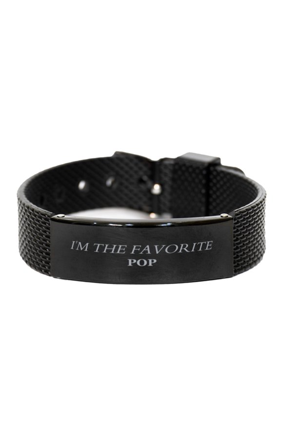 Black Shark Mesh Bracelet Pop IM THE FAVORITE Engraved Gift for Him or Her Birthday, Graduation, Christmas - Unique Pop Style Bracelet