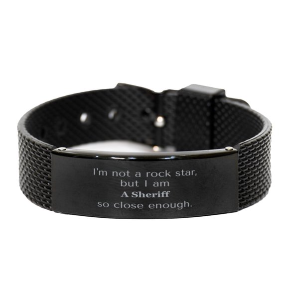 Black Shark Mesh Bracelet Sheriff - Perfect Gift for the Law Enforcer with Confidence, Graduation, and Holidays in Mind