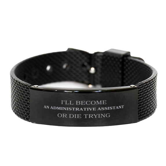 Black Shark Mesh Bracelet for the Ambitious Administrative Assistant, Inspirational Hope Filled Gift for Graduation, Birthday, and Christmas